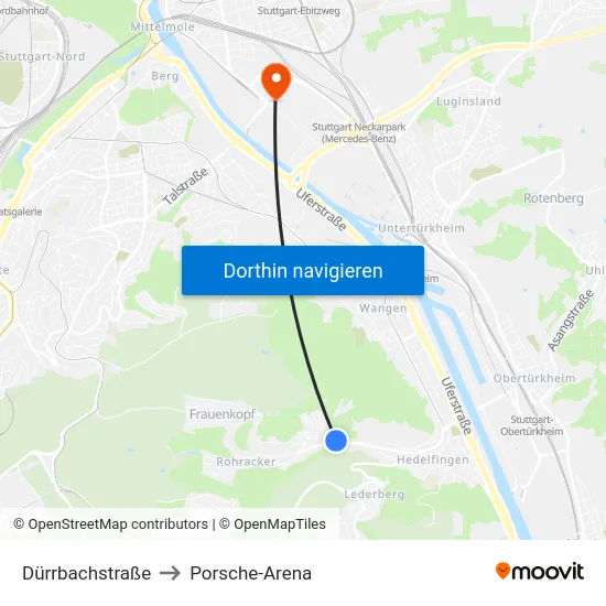 Dürrbachstraße to Porsche-Arena map