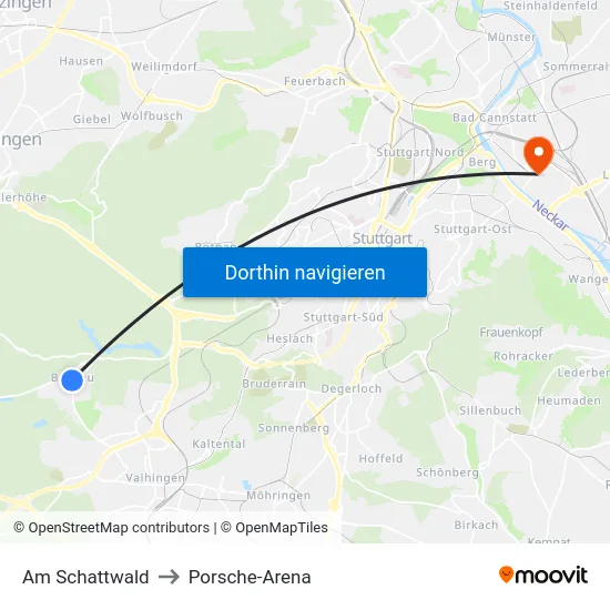 Am Schattwald to Porsche-Arena map