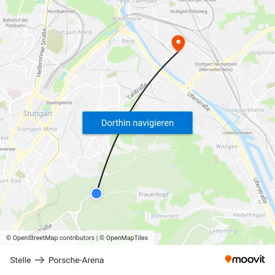 Stelle to Porsche-Arena map