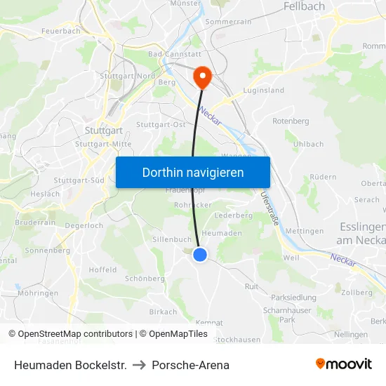 Heumaden Bockelstr. to Porsche-Arena map