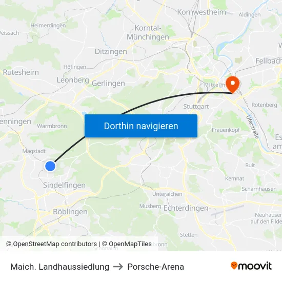 Maich. Landhaussiedlung to Porsche-Arena map