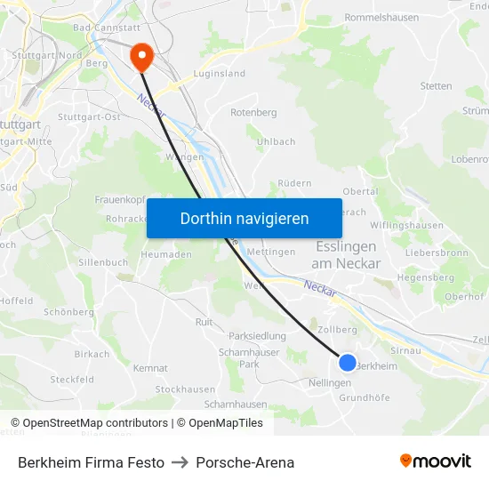 Berkheim Firma Festo to Porsche-Arena map