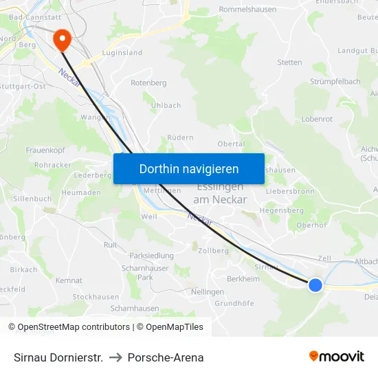 Sirnau Dornierstr. to Porsche-Arena map