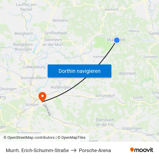 Murrh. Erich-Schumm-Straße to Porsche-Arena map