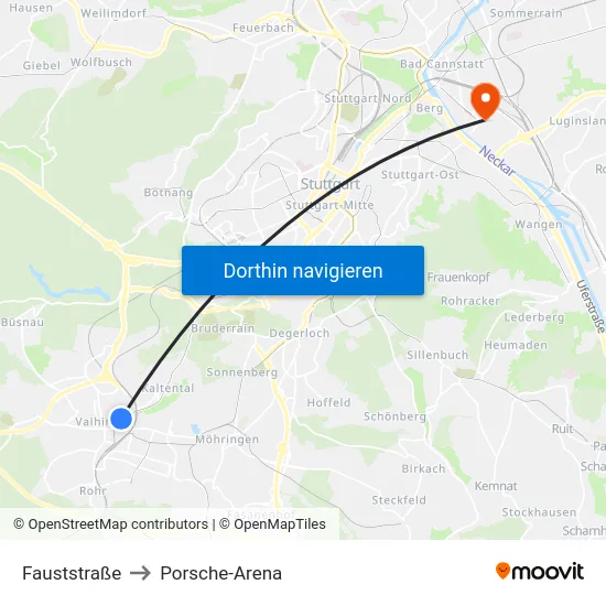 Fauststraße to Porsche-Arena map