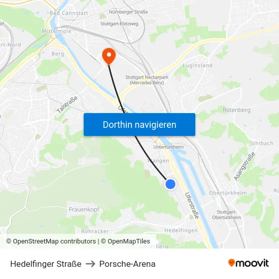 Hedelfinger Straße to Porsche-Arena map