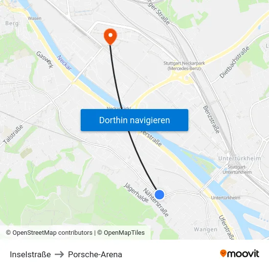 Inselstraße to Porsche-Arena map