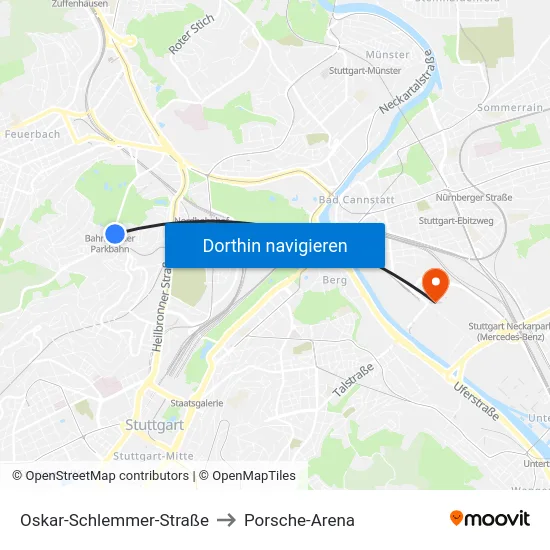 Oskar-Schlemmer-Straße to Porsche-Arena map