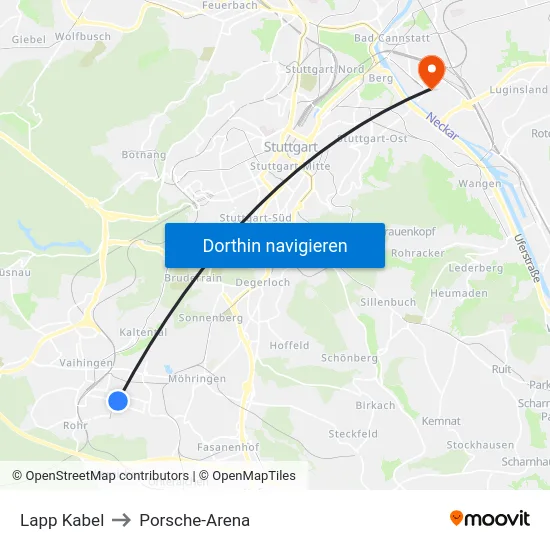 Lapp Kabel to Porsche-Arena map