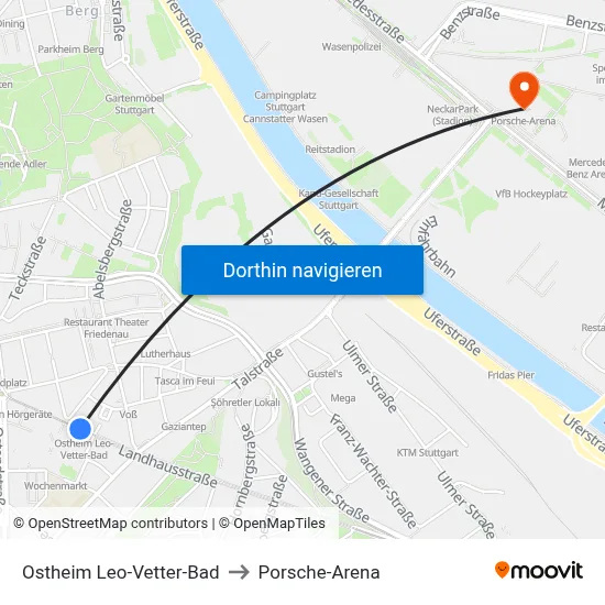 Ostheim Leo-Vetter-Bad to Porsche-Arena map