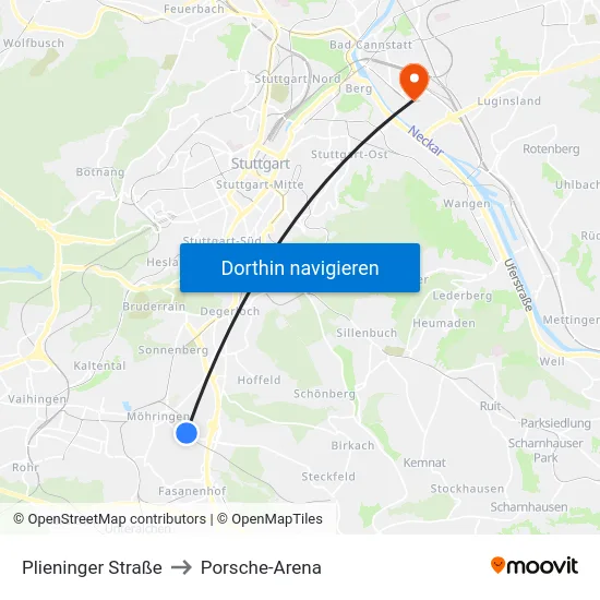 Plieninger Straße to Porsche-Arena map