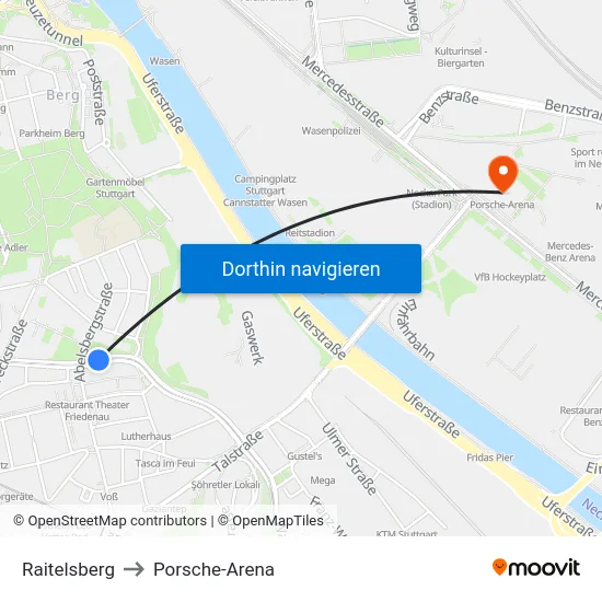 Raitelsberg to Porsche-Arena map