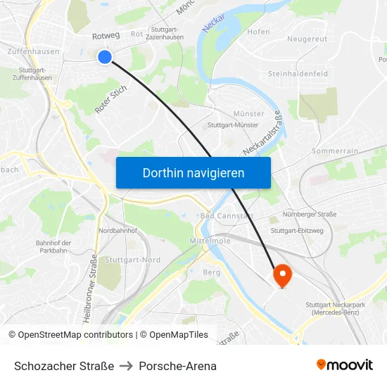 Schozacher Straße to Porsche-Arena map