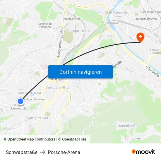 Schwabstraße to Porsche-Arena map