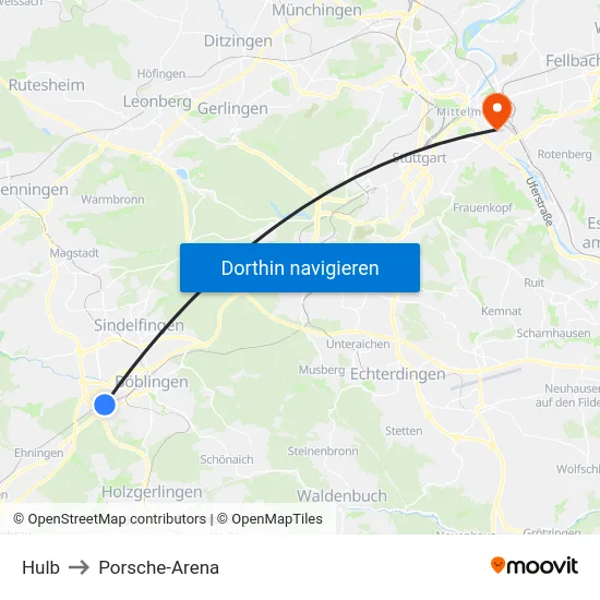 Hulb to Porsche-Arena map