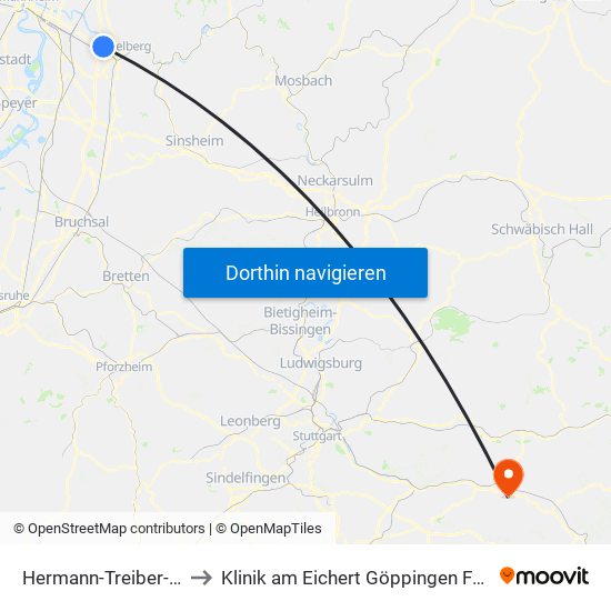 Hermann-Treiber-Straße to Klinik am Eichert Göppingen Frauenklinik map
