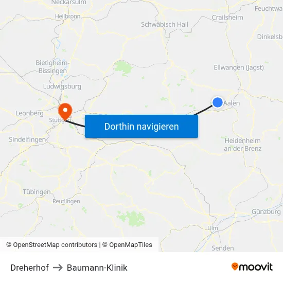 Dreherhof to Baumann-Klinik map