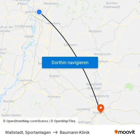 Wallstadt, Sportanlagen to Baumann-Klinik map