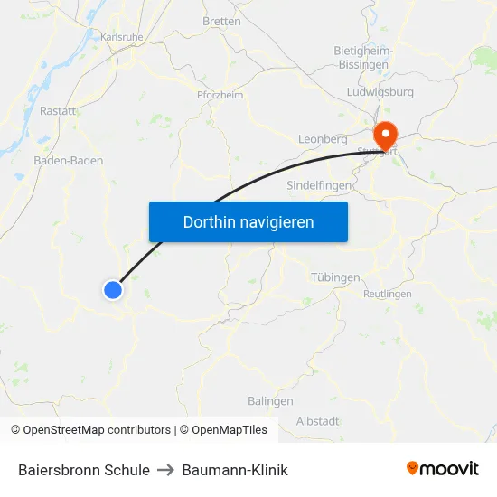 Baiersbronn Schule to Baumann-Klinik map