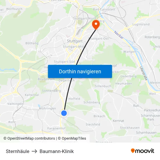 Sternhäule to Baumann-Klinik map