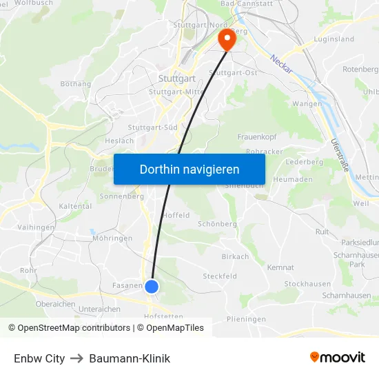 Enbw City to Baumann-Klinik map