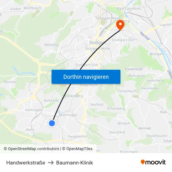 Handwerkstraße to Baumann-Klinik map