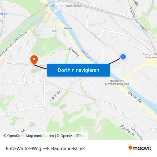Fritz-Walter-Weg to Baumann-Klinik map