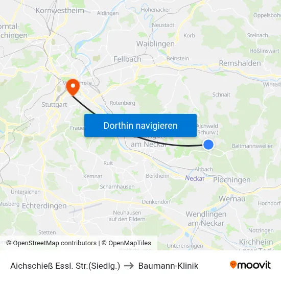 Aichschieß Essl. Str.(Siedlg.) to Baumann-Klinik map