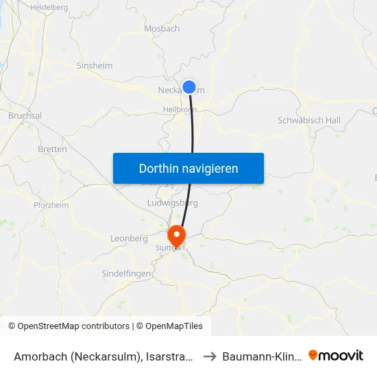 Amorbach (Neckarsulm), Isarstraße to Baumann-Klinik map
