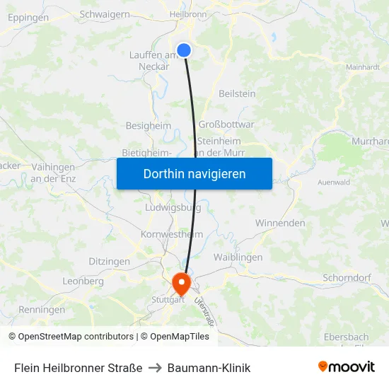 Flein Heilbronner Straße to Baumann-Klinik map