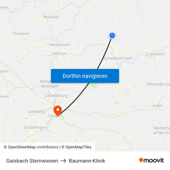 Gaisbach Sternwiesen to Baumann-Klinik map