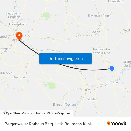 Bergenweiler Rathaus Bstg 1 to Baumann-Klinik map