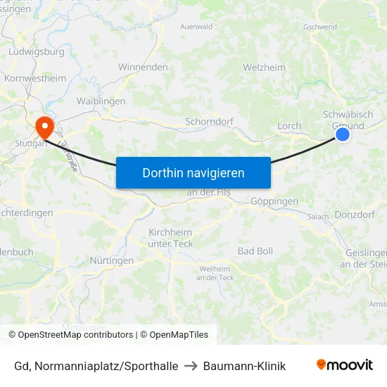 Gd, Normanniaplatz/Sporthalle to Baumann-Klinik map