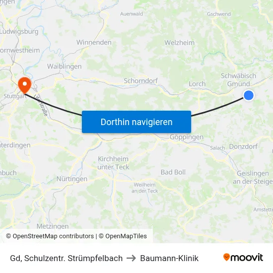 Gd, Schulzentr. Strümpfelbach to Baumann-Klinik map