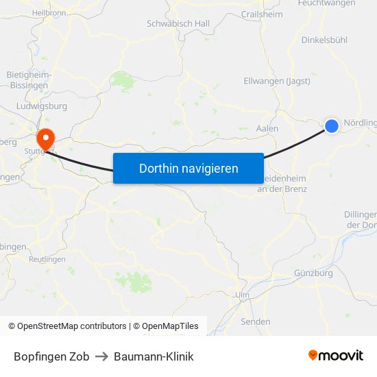 Bopfingen Zob to Baumann-Klinik map