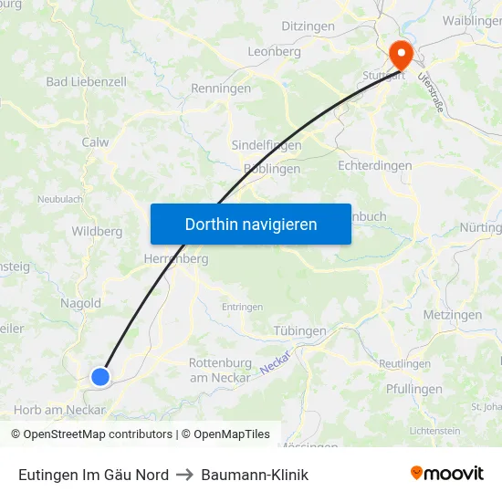Eutingen Im Gäu Nord to Baumann-Klinik map