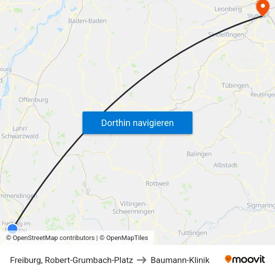 Freiburg, Robert-Grumbach-Platz to Baumann-Klinik map