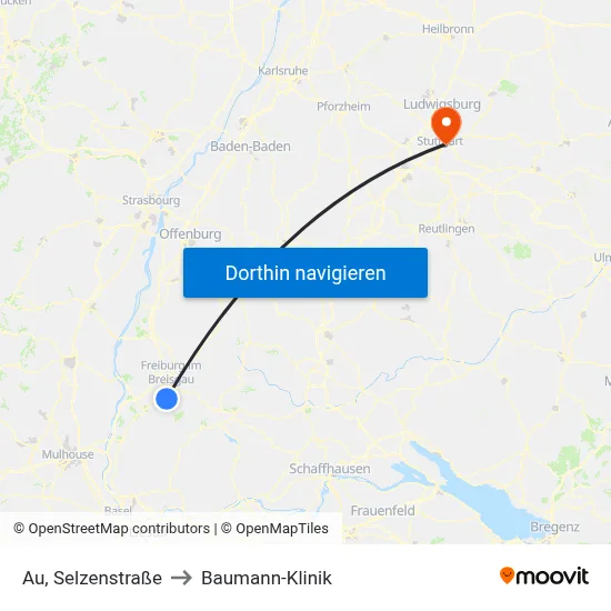 Au, Selzenstraße to Baumann-Klinik map