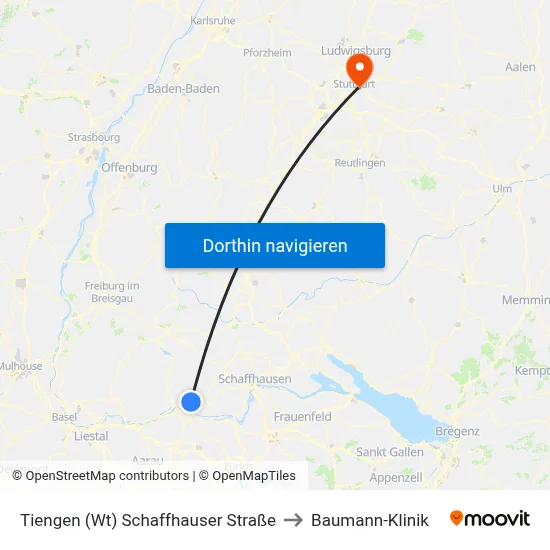 Tiengen (Wt) Schaffhauser Straße to Baumann-Klinik map