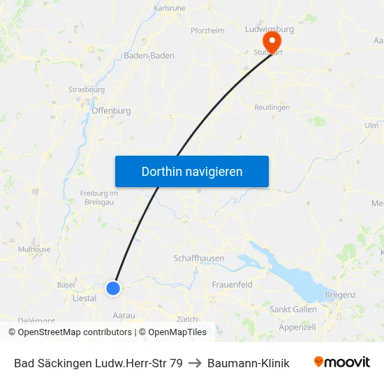 Bad Säckingen Ludw.Herr-Str 79 to Baumann-Klinik map
