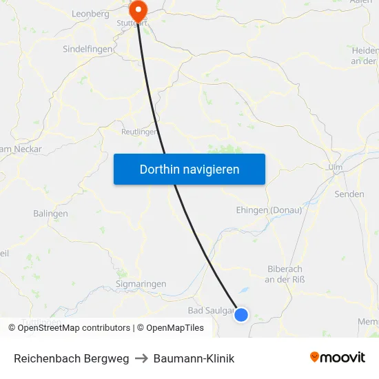 Reichenbach Bergweg to Baumann-Klinik map