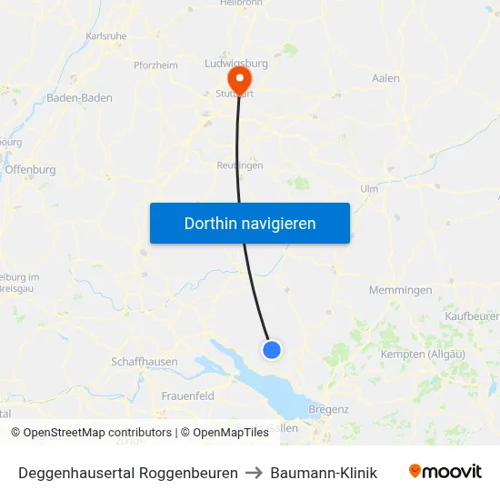 Deggenhausertal Roggenbeuren to Baumann-Klinik map