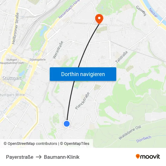Payerstraße to Baumann-Klinik map