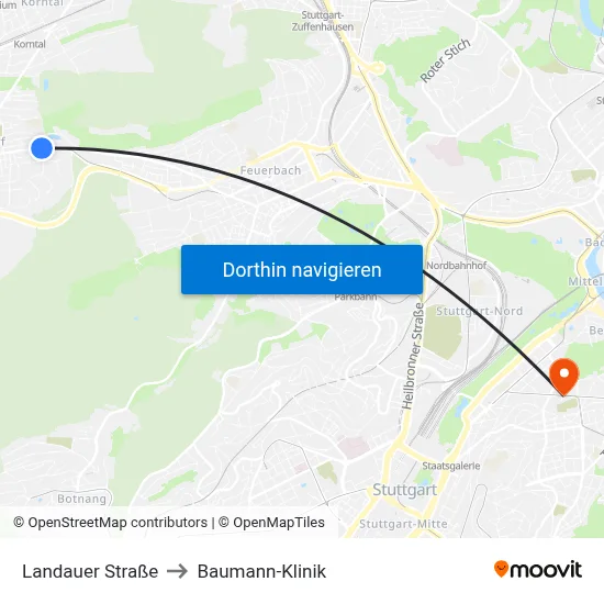 Landauer Straße to Baumann-Klinik map