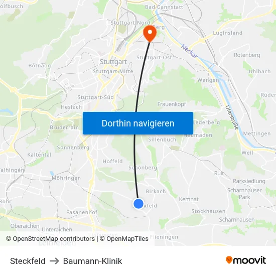 Steckfeld to Baumann-Klinik map