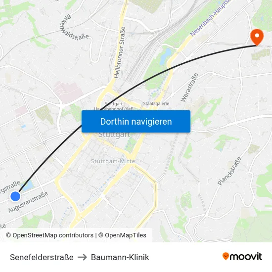 Senefelderstraße to Baumann-Klinik map