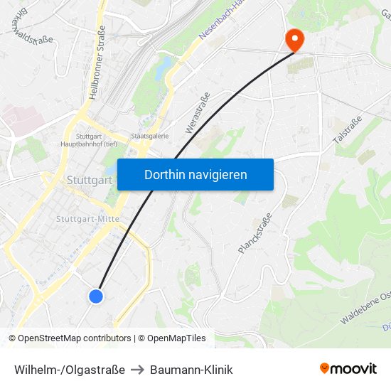 Wilhelm-/Olgastraße to Baumann-Klinik map