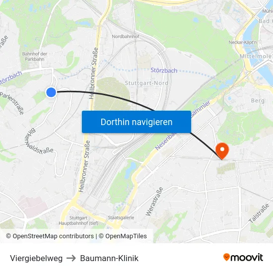 Viergiebelweg to Baumann-Klinik map