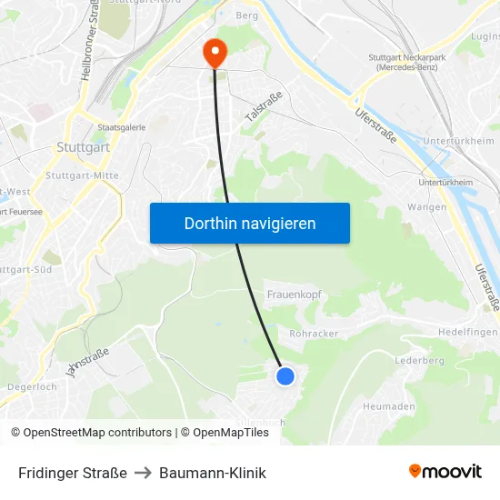 Fridinger Straße to Baumann-Klinik map