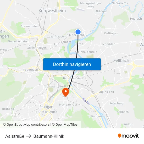 Aalstraße to Baumann-Klinik map